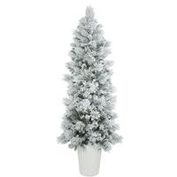 Vickerman 7' x 29" Artificial Potted Flocked Castle Pine Tree