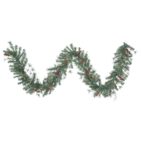 9' Artificial Bristol Pine Garland with 50 Warm White LED Lights