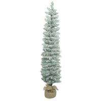 Vickerman 4' x 11" Artificial Frosted Pole Pine Tree with 70 Clear Lights