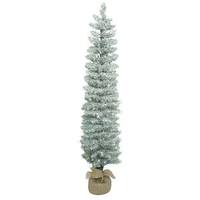 Vickerman 4' x 11" Artificial Frosted Pole Pine Tree with 70 Warm White LED Lights