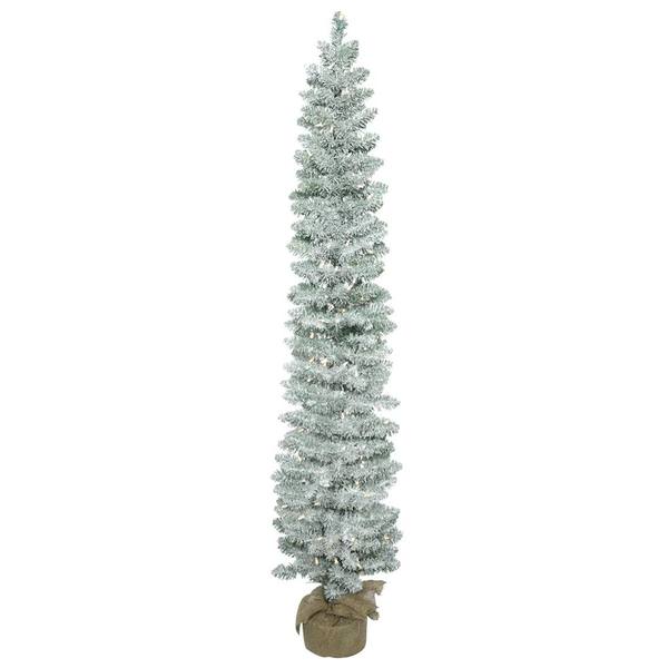 5' x 11" Artificial Frosted Pole Pine Tree with 150 Clear Lights