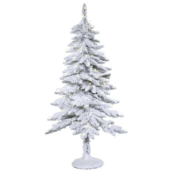 4' x 24" Artificial Snowy Alpine Tree 100 Warm White LED Lights