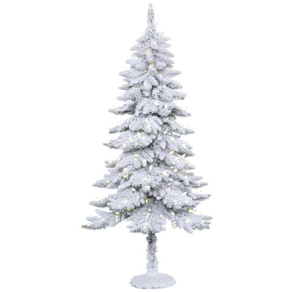 5' x 28" Artificial Snowy Alpine 150 Warm White LED Lights