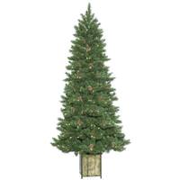 Vickerman 7' x 38" Artificial Potted Newfield Fir 400 Warm White LED Lights with Pine Cones