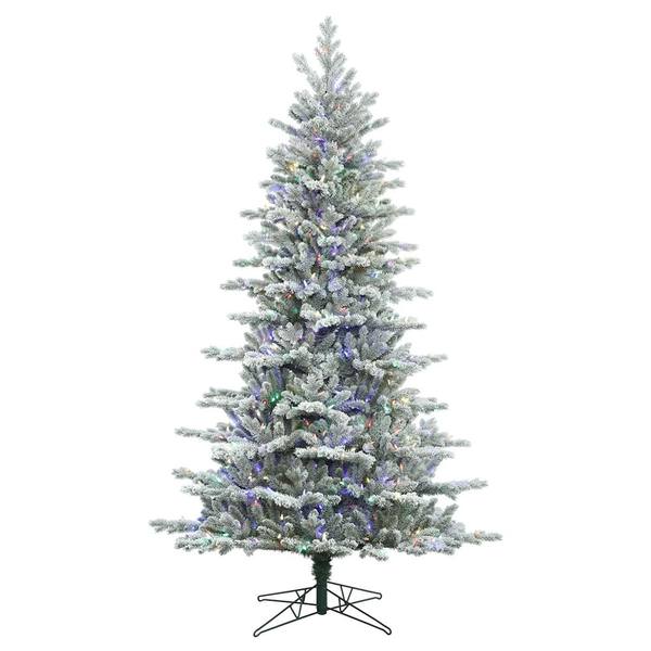 3.5' x 27" Artificial Frosted Eastern Frasier Fir Tree with 100 Multi Color LED Lights