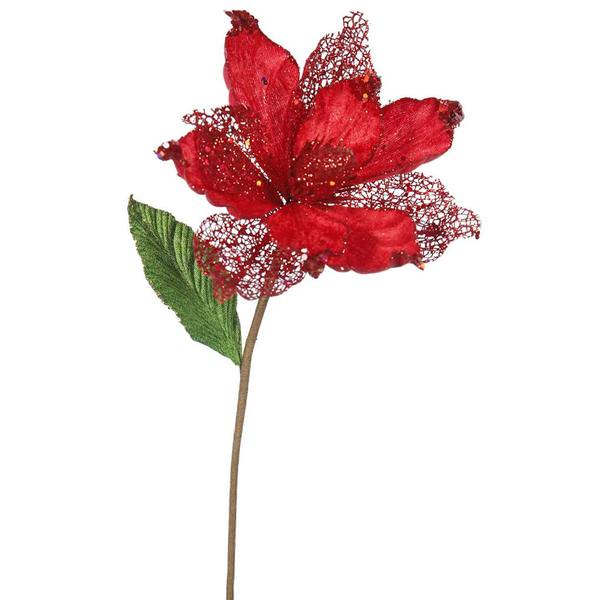 22" Artificial Red Magnolia with 8" Flower Head