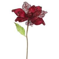Vickerman 22" Artificial Burgundy Magnolia with 8" Flower Head