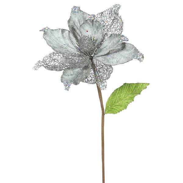 22" Artificial Pewter Magnolia with 8" Flower Head (6 pack)