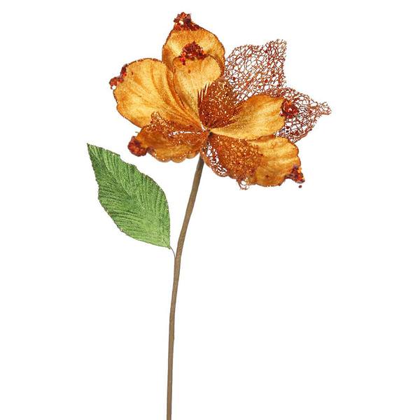 22" Artificial Copper Magnolia with 8" Flower Head