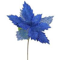 Vickerman 22" Artificial Blue Poinsettia with 15" Flower Head