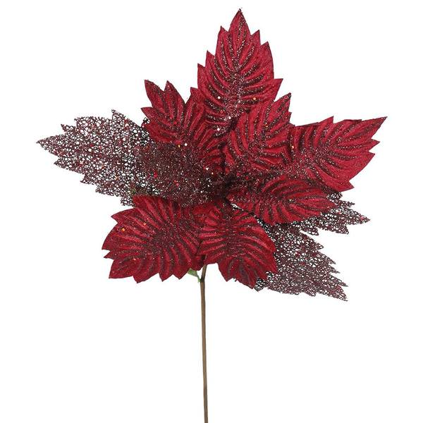 22" Artificial Burgundy Poinsettia with 15" Flower Head