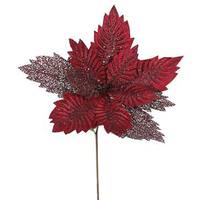 Vickerman 22" Artificial Burgundy Poinsettia with 15" Flower Head