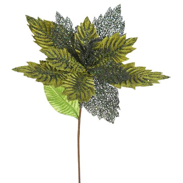 22" Artificial Olive Poinsettia with 15" Flower Head