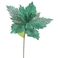 Vickerman 22" Artificial Emerald Poinsettia with 15" Flower Head