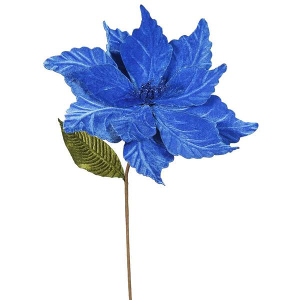 22" Artificial Blue Poinsettia with 12" Flower Head
