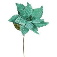 Vickerman 22" Artificial Emerald Poinsettia with 12" Flower Head