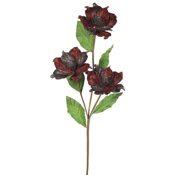 33" Artificial Chocolate Magnolia with 4" Flower Heads