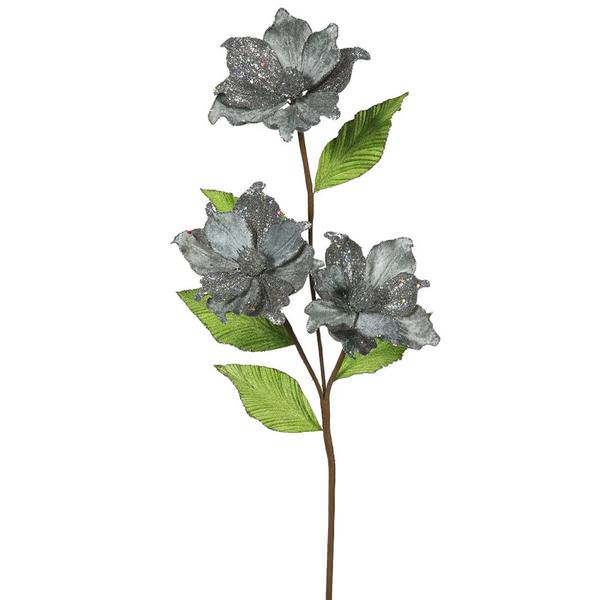33" Artificial Pewter Magnolia with 4" Flower Heads