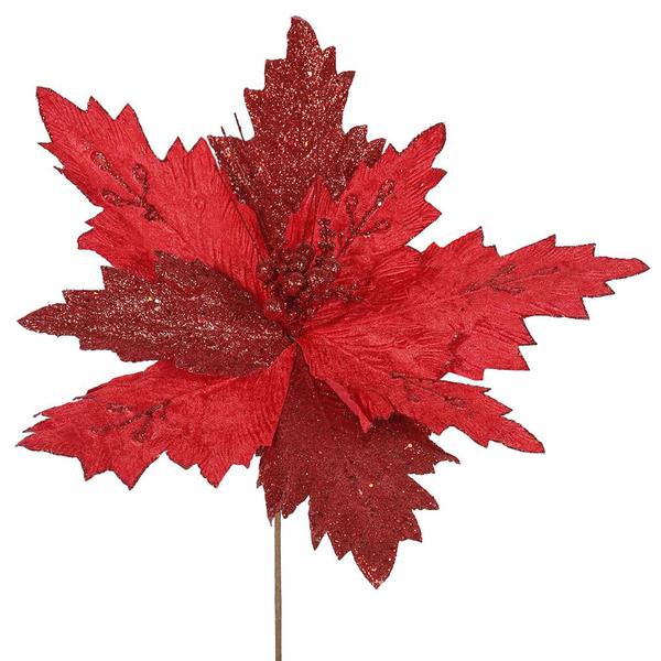 22" Artificial Red Poinsettia with 21" Flower Head