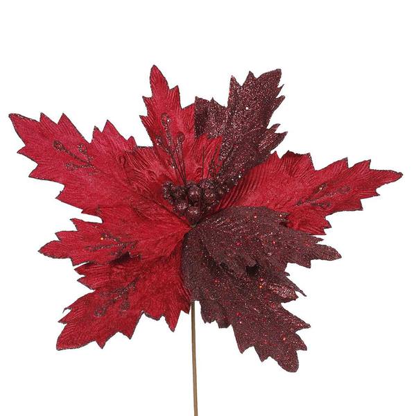 22" Artificial Burgundy Poinsettia with 21" Flower Head