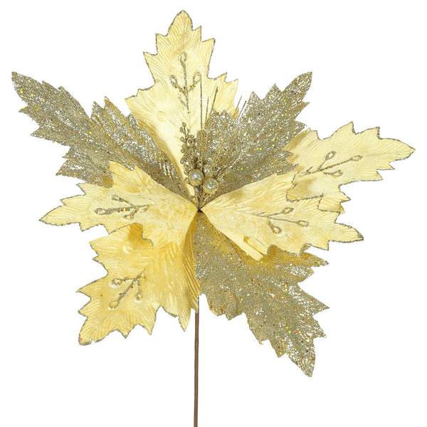 22" Artificial Gold Poinsettia with 21" Flower Head