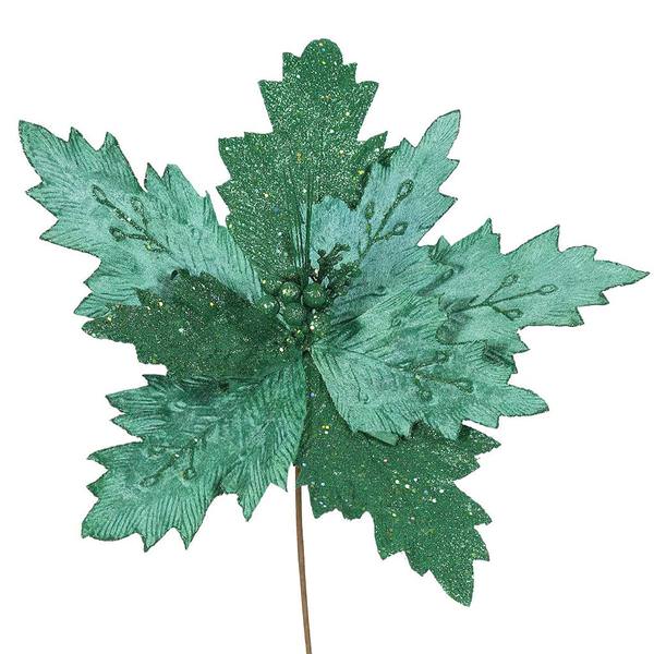 22" Artificial Emerald Poinsettia with 21" Flower Head