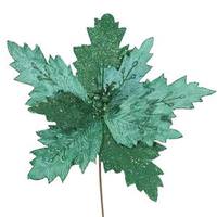 Vickerman 22" Artificial Emerald Poinsettia with 21" Flower Head