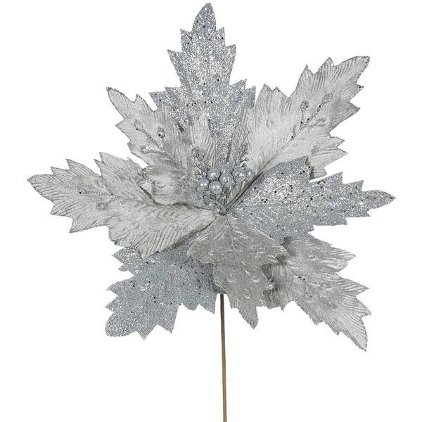 22" Artificial Pewter Poinsettia with 21" Flower Head