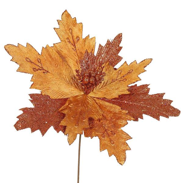 22" Artificial Copper Poinsettia with 21" Flower Head
