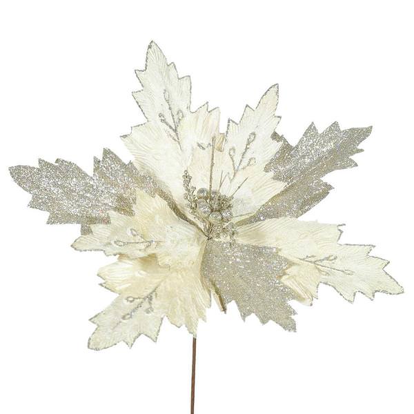 22" Artificial Champagne Poinsettia with 21" Flower Head