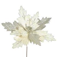 Vickerman 22" Artificial Champagne Poinsettia with 21" Flower Head