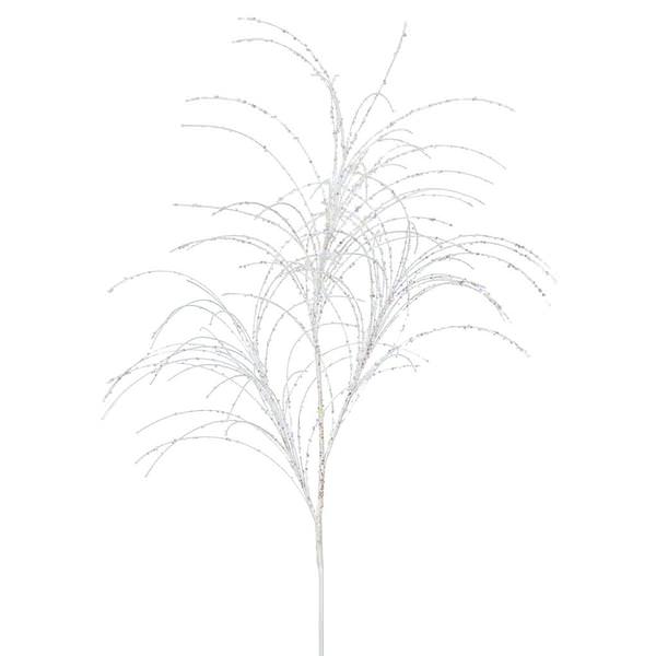 34" White Glitter Grass Spray (6 pack)