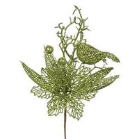 Vickerman 13" Lime Poinsettia-Bird Pick (12 pack)