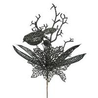 Vickerman 13" Olive Poinsettia-Bird Pick (12 pack)
