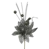 Vickerman 14" Olive Poinsettia-Ball Pick (12 pack)