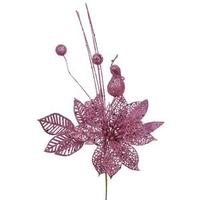 Vickerman 14" Mauve Poinsettia-Ball Pick (12 pack)
