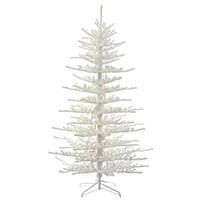 Vickerman 7.5' x 58" Plant is not real; all aspects which may appear lifelike are artificial. Flocked Twig Tree with 500 Clear Lights