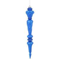 Vickerman 12" Blue Shiny Glitter Icicle Drop Ornament (3 pack)