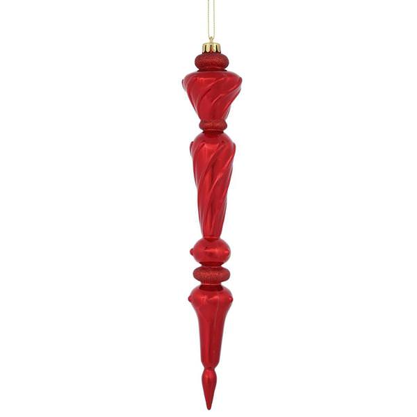 12" Red Shiny Glitter Icicle Drop Ornament (3 pack)