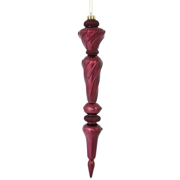 12" Burgundy Shiny Glitter Icicle Drop Ornament (3 pack)