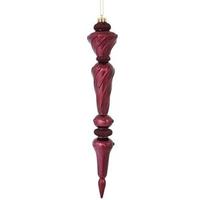 Vickerman 12" Burgundy Shiny Glitter Icicle Drop Ornament (3 pack)