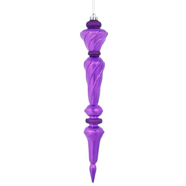 12" Purple Shiny Glitter Icicle Drop Ornament (3 pack)