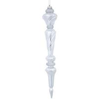 Vickerman 12" Silver Shiny Glitter Icicle Drop Ornament (3 pack)