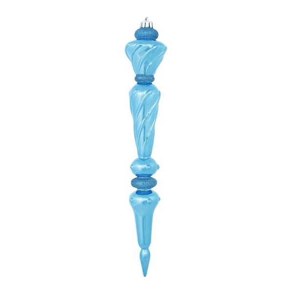 12" Teal Shiny Glitter Icicle Drop Ornament (3 pack)