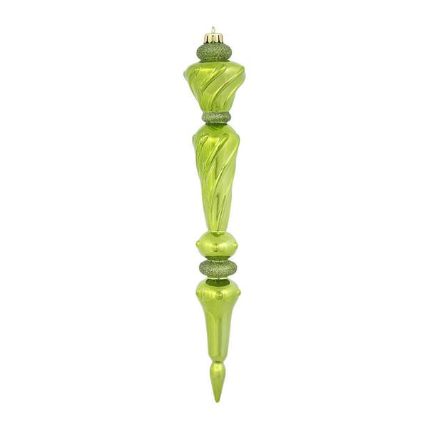12" Lime Shiny Glitter Icicle Drop Ornament (3 pack)