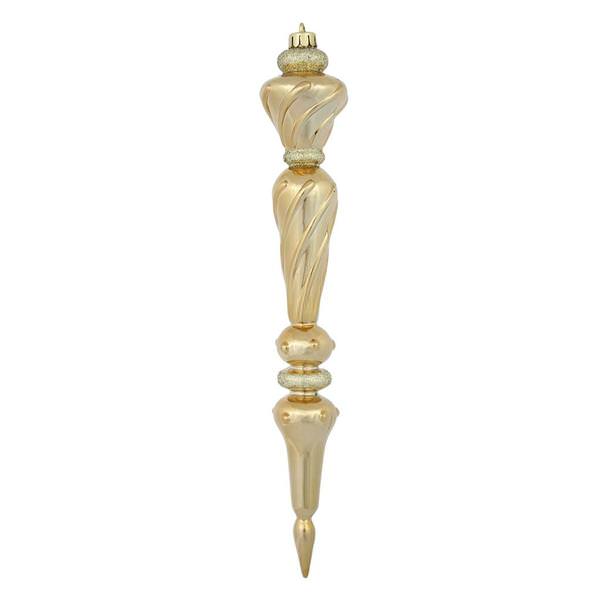 12" Antique Gold Shiny Glitter Icicle Drop Ornament (3 pack)