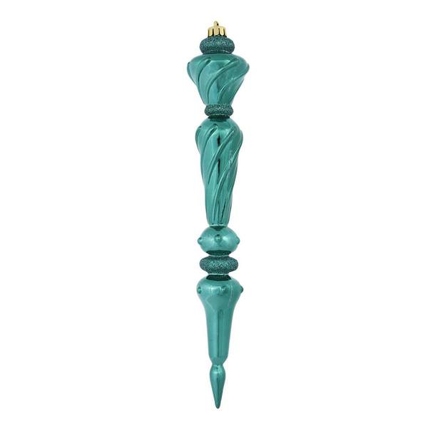 12" Emerald Shiny Glitter Icicle Drop Ornament (3 pack)
