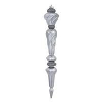 Vickerman 12" Pewter Shiny Glitter Icicle Drop Ornament (3 pack)