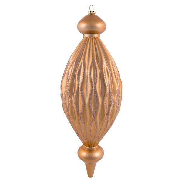 12" Sand Gold Glitter Finial Christmas Ornament (2 Pack)