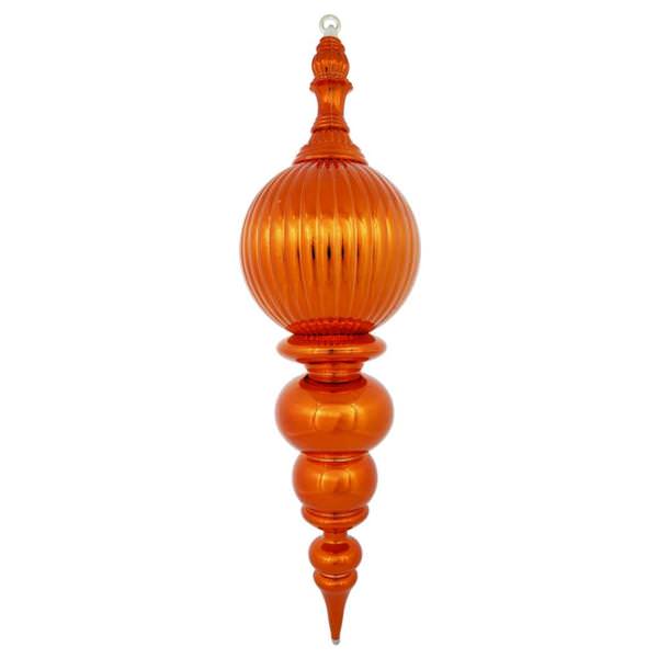28" Burnish Orange Shiny Finial Ornament